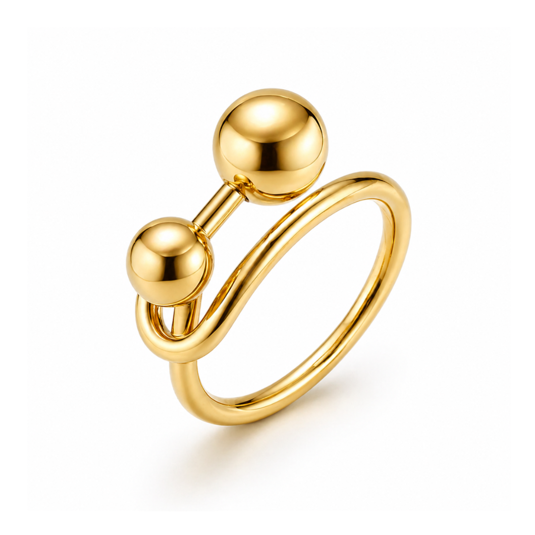 Clementine | Gold Plated Double Ball Ring