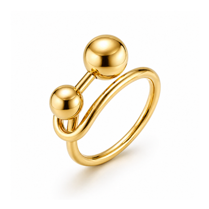 Clementine | Gold Plated Double Ball Ring