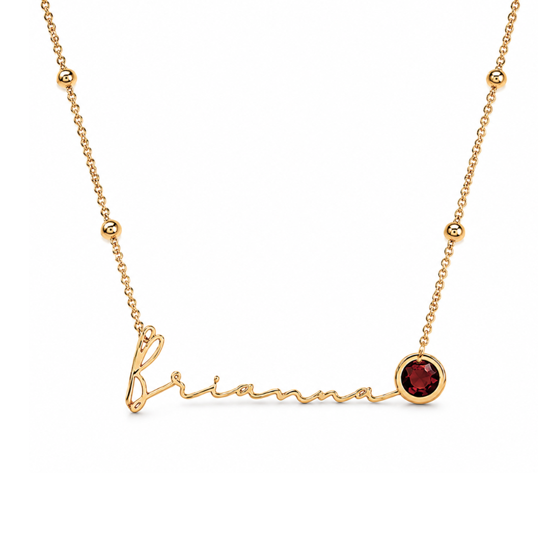 Izzy | Gold Plated Signature Name Birthstone Necklace