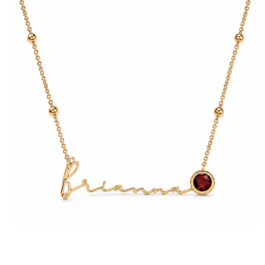 Izzy | Gold Plated Signature Name Birthstone Necklace