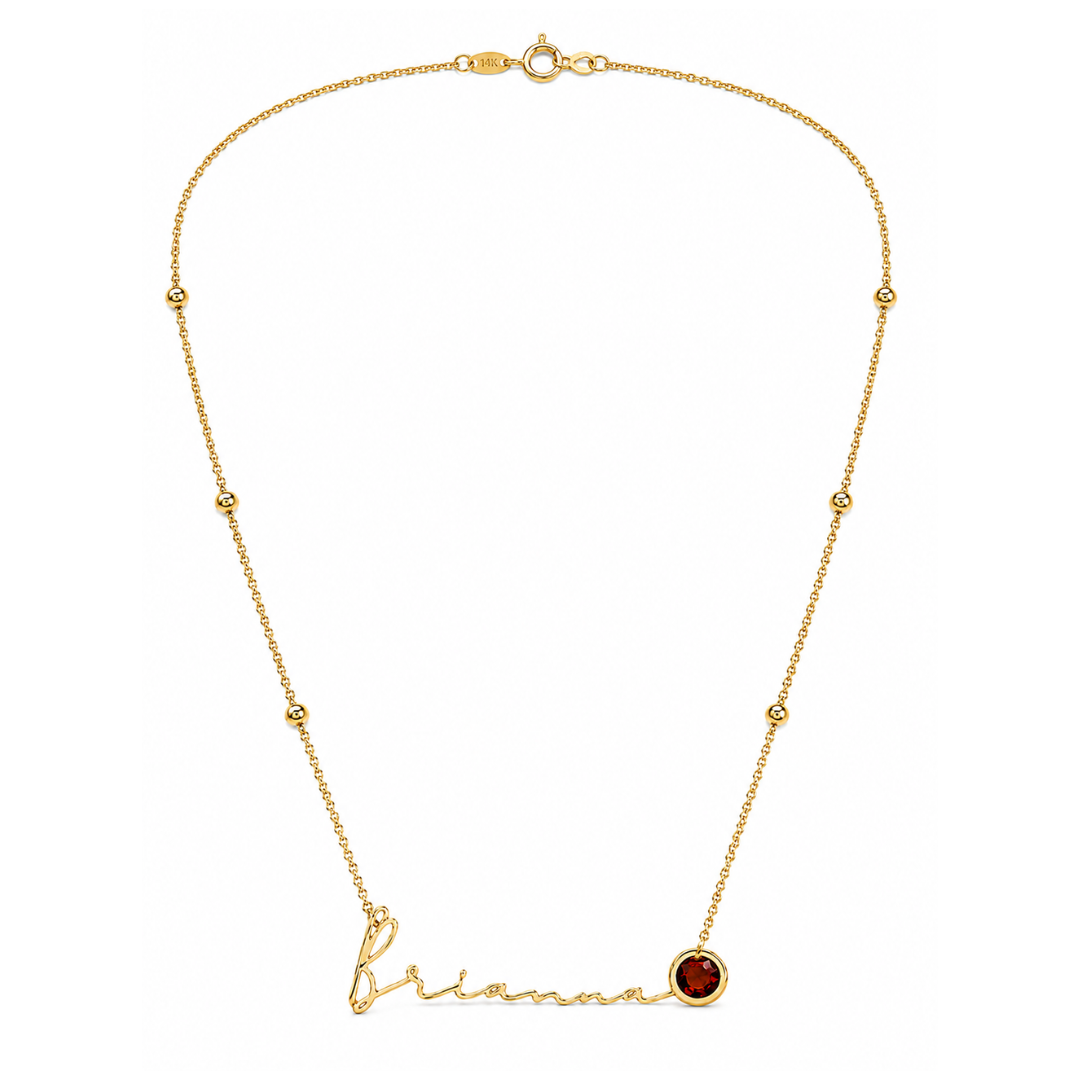 Izzy | Gold Plated Signature Name Birthstone Necklace