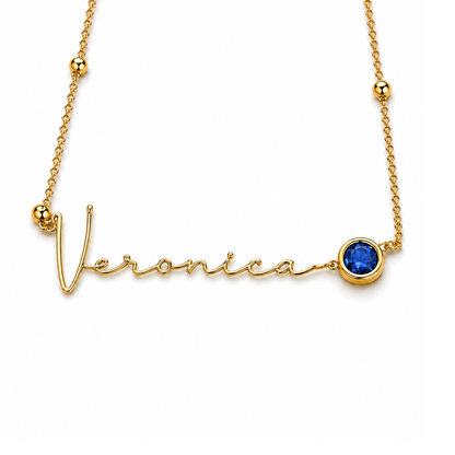 Izzy | Gold Plated Signature Name Birthstone Necklace