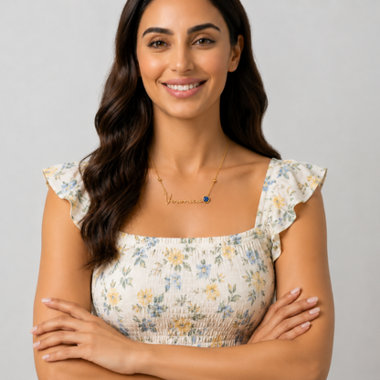 Izzy | Gold Plated Signature Name Birthstone Necklace