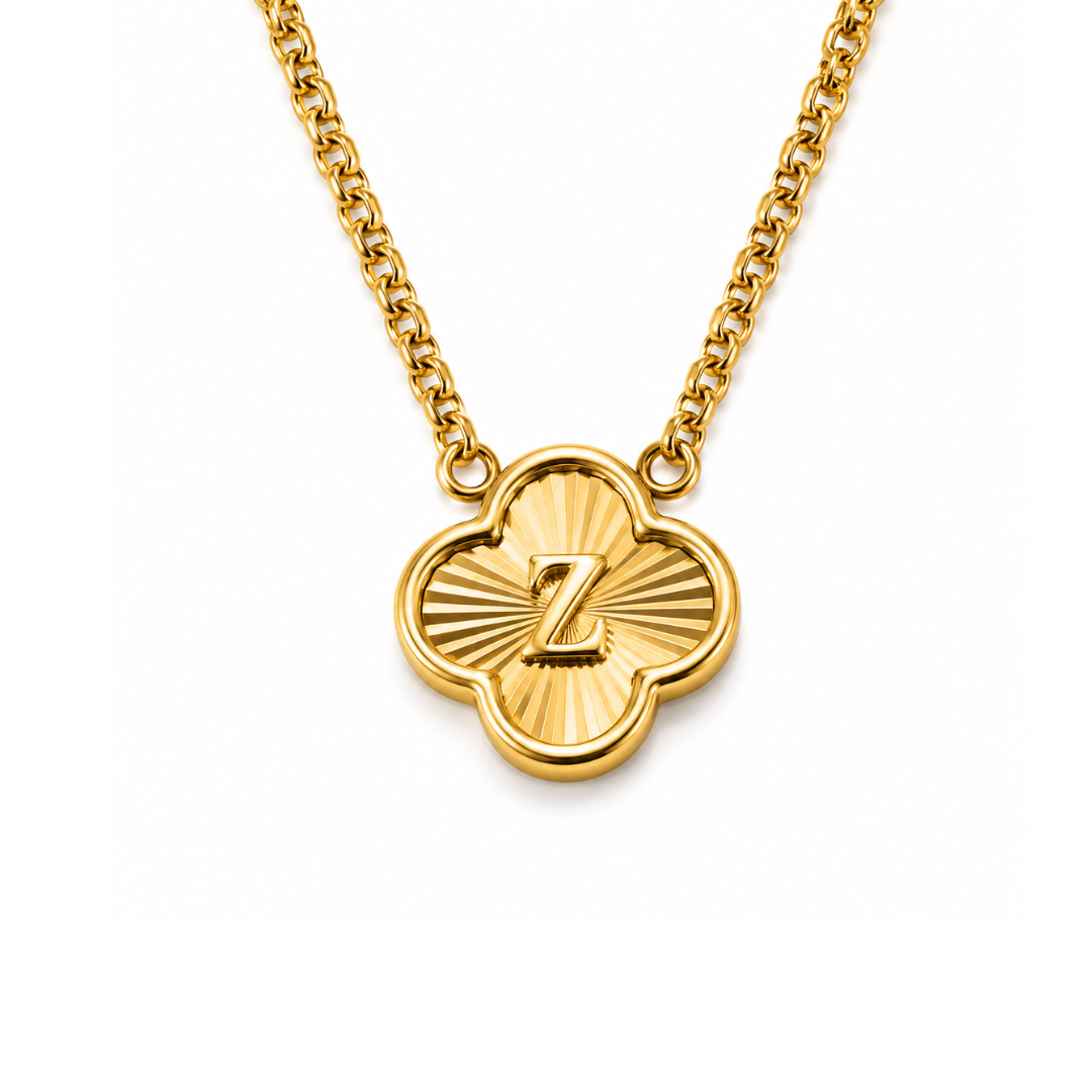 Laura | Gold Plated Soleil Clover Initial Pendant