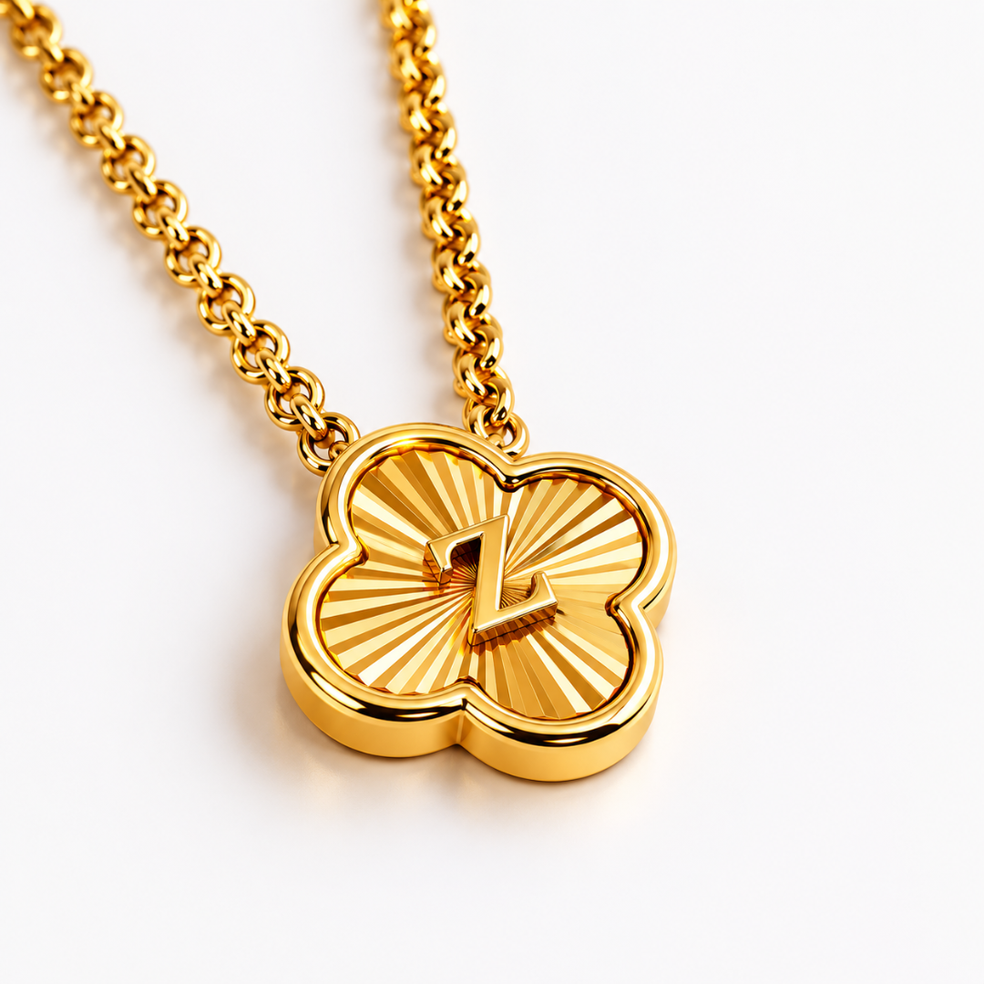 Laura | Gold Plated Soleil Clover Initial Pendant