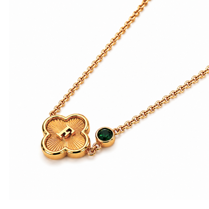 Alanna | Gold Plated Monogram Birthstone Clover Necklace