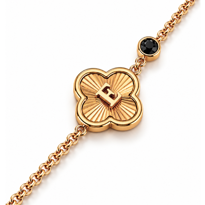 Alanna | Gold Plated Monogram Birthstone Clover Necklace