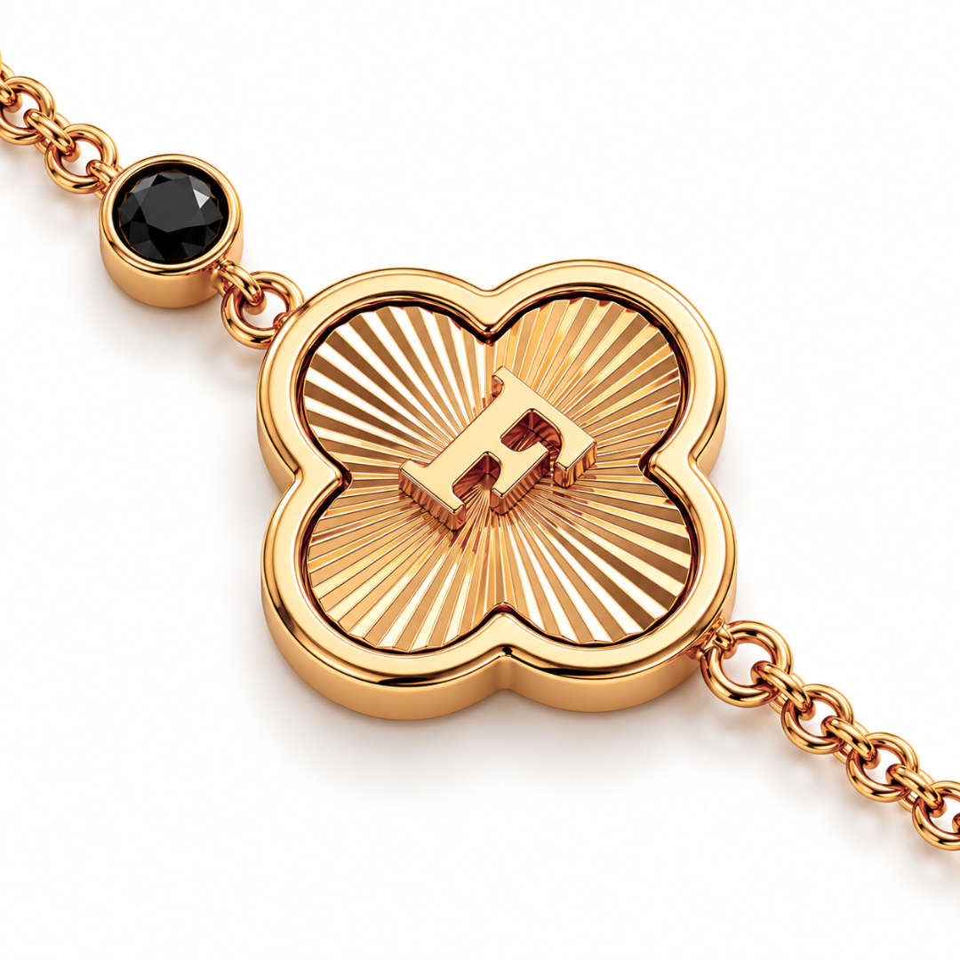 Alanna | Gold Plated Monogram Birthstone Clover Necklace