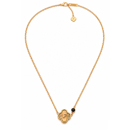 Alanna | Gold Plated Monogram Birthstone Clover Necklace