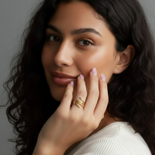 Macy | Gold Plated Double Layer Resizable Ring