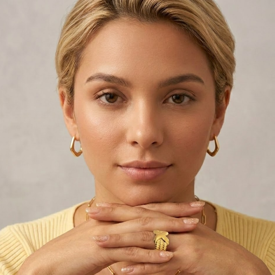 Colleen | Gold Plated Woven Open Cuff Ring