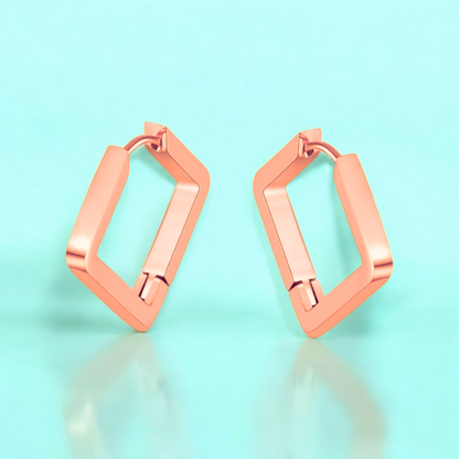 Juliette | Rose Gold Plated Square Geometric Hoop Earrings