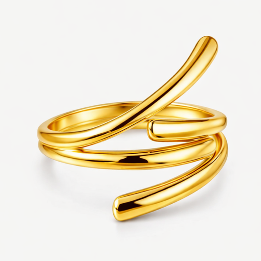 Macy | Gold Plated Double Layer Cross Resizable Ring