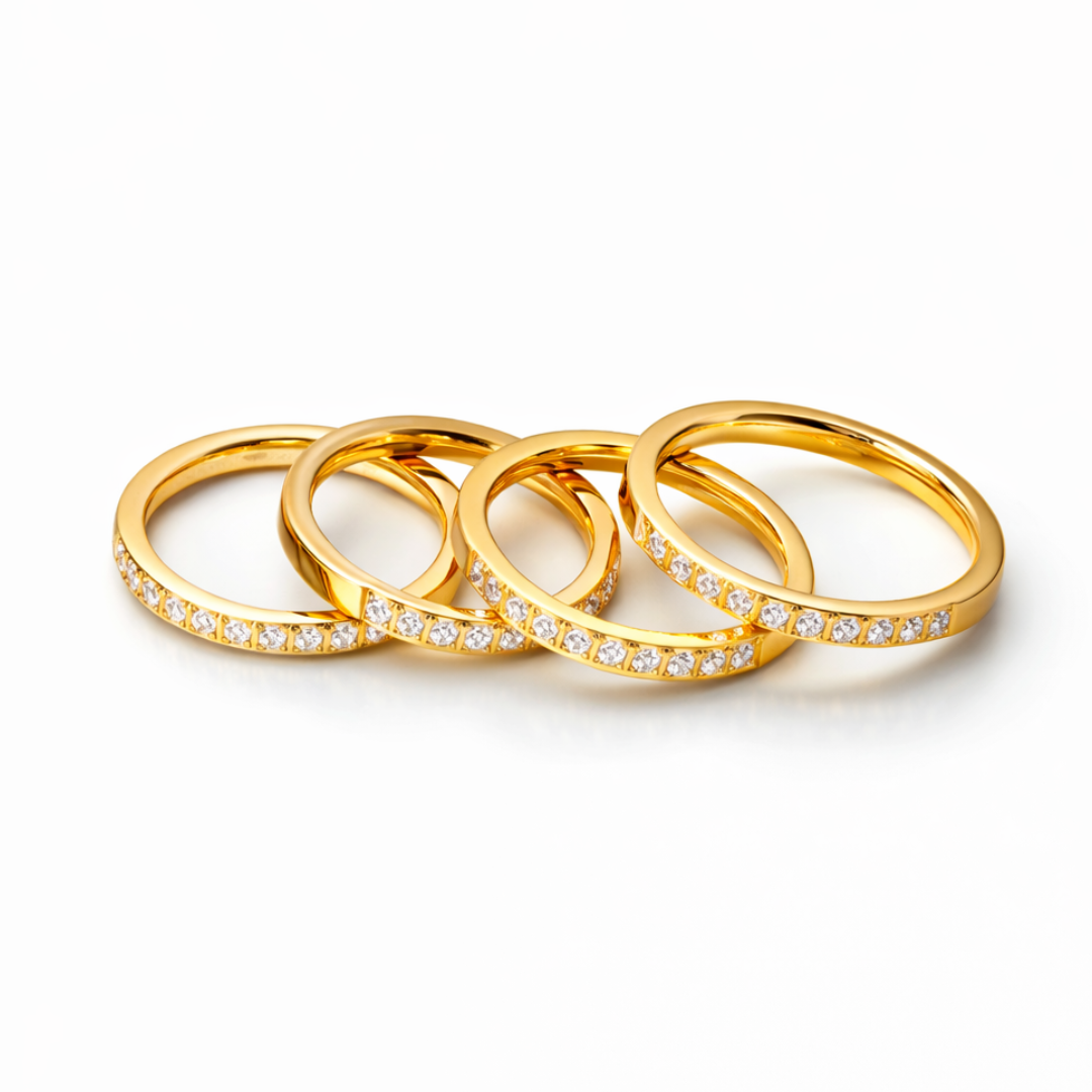 Joyce | Gold Plated Solitaire Slim Ring Inlaid with Cubic Zircons