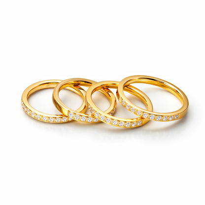 Joyce | Gold Plated Solitaire Slim Ring Inlaid with Cubic Zircons