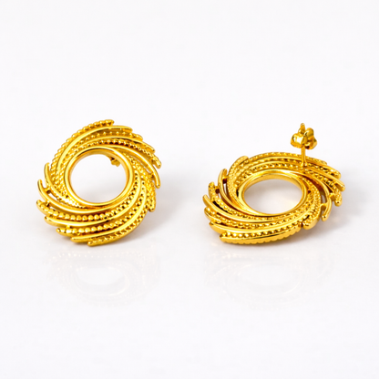 Ines | Gold Plated Nest Style Stud Earrings