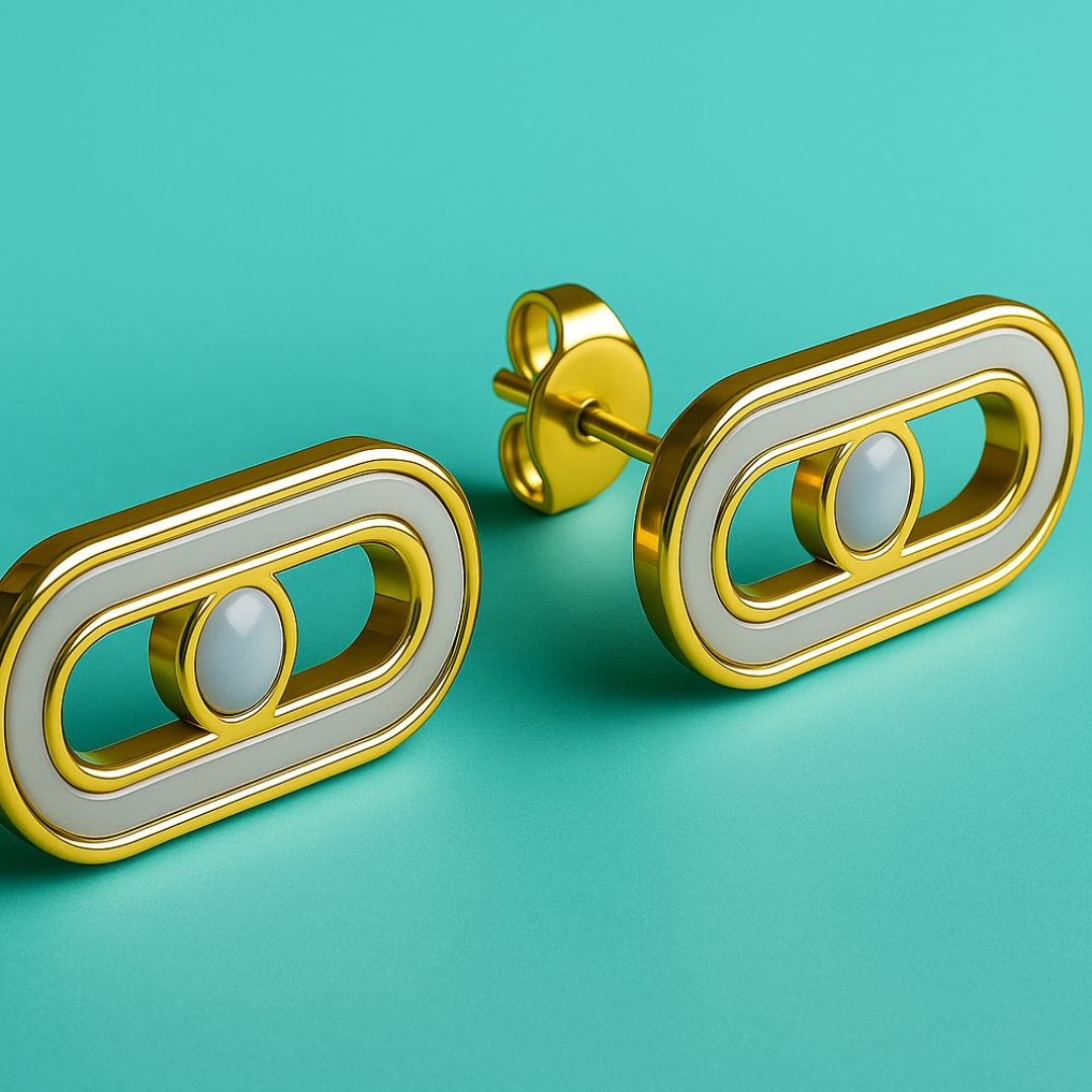 Alaska | 18K Gold Plated Uno Geometric Ball Waterproof Stud Earrings