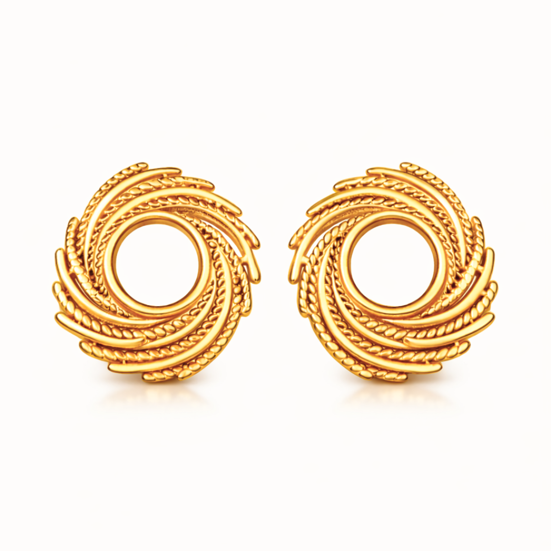 Ines | Gold Plated Nest Style Stud Earrings