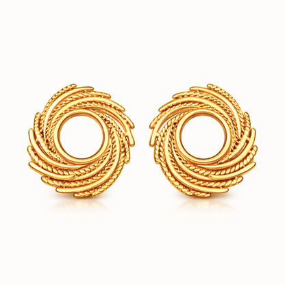Ines | Gold Plated Nest Style Stud Earrings