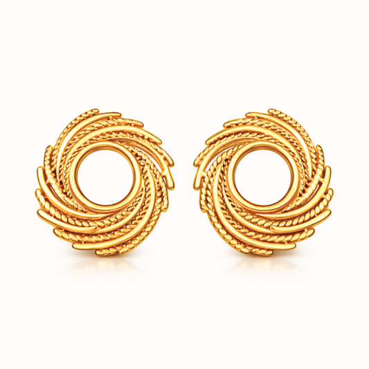 Ines | Gold Plated Nest Style Stud Earrings