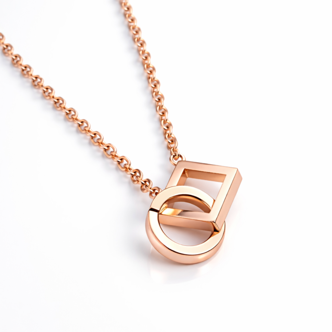 Zefira | Gold Plated Double Interlocking Circle & Square