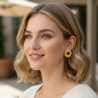 Ines | Gold Plated Nest Style Stud Earrings
