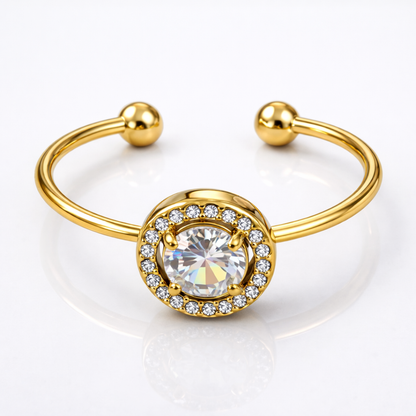 Meritt | Gold Plated Solitaire Faceted Zircon Ring