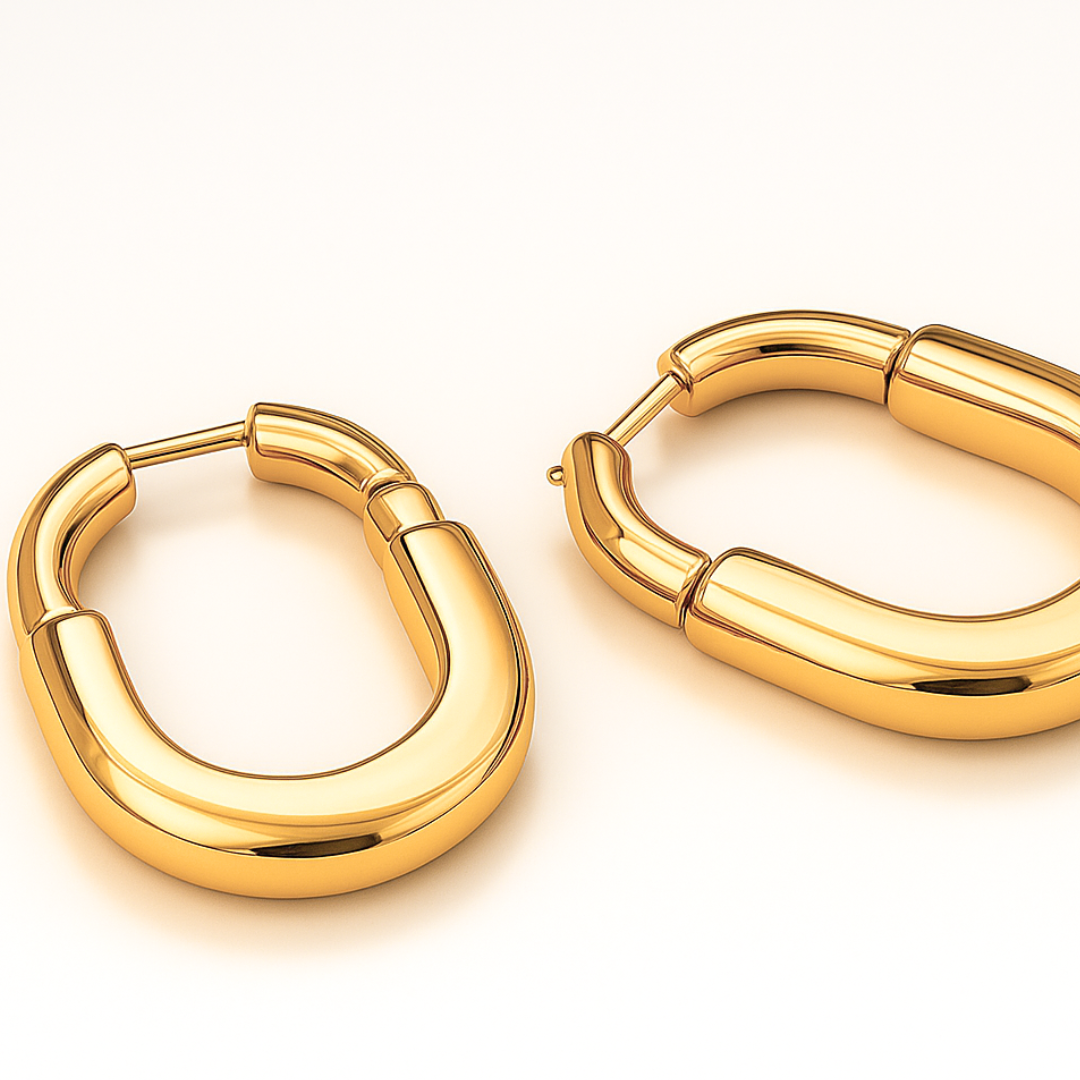 Hala | Gold Plated Lock Hoop Earrings