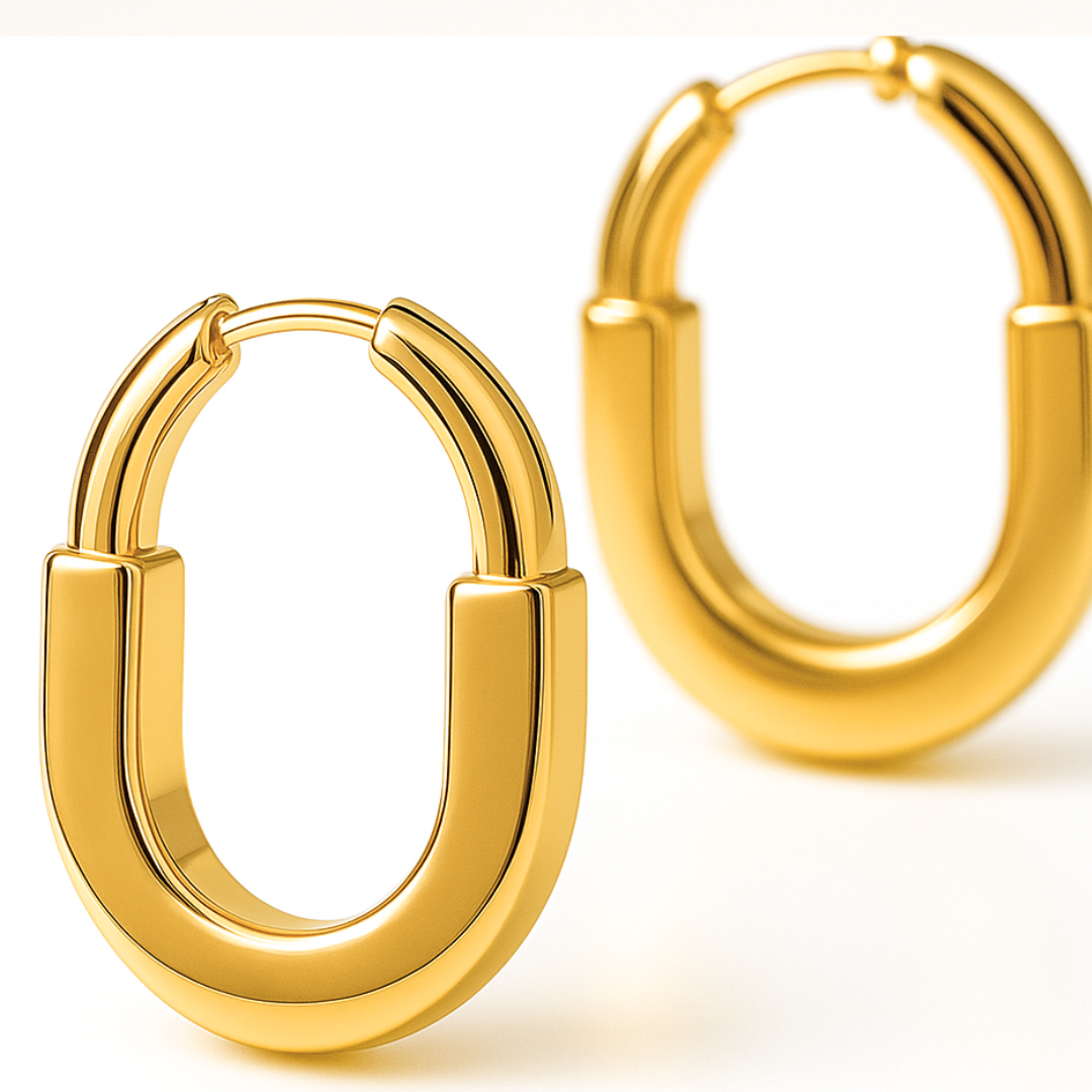 Hala | Gold Plated Lock Hoop Earrings