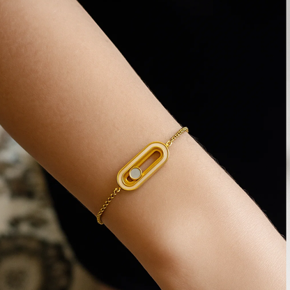 Rachel | 18K Gold Plated Uno Geometric Sliding Ball Waterproof Bracelet