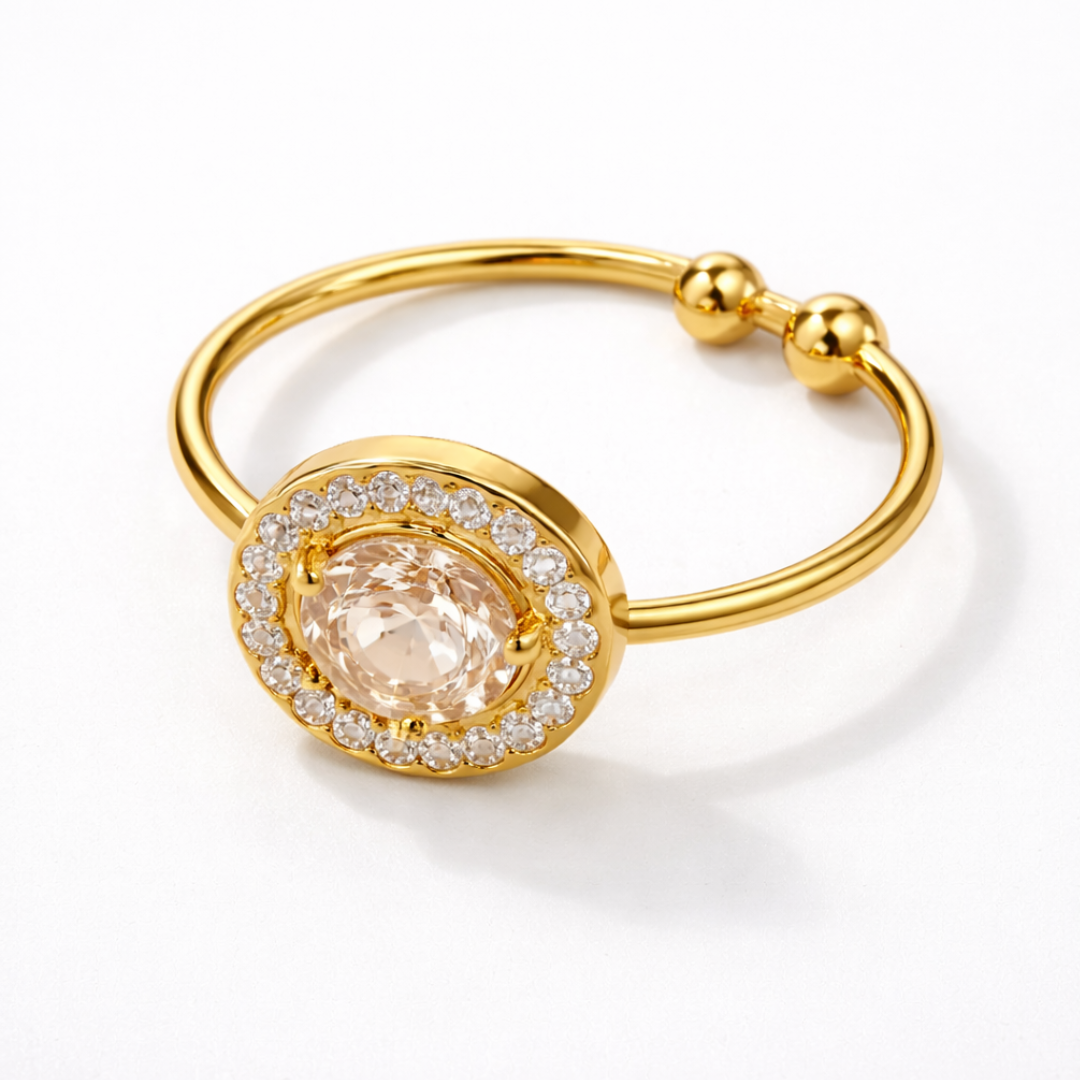 Meritt | Gold Plated Solitaire Faceted Zircon Ring