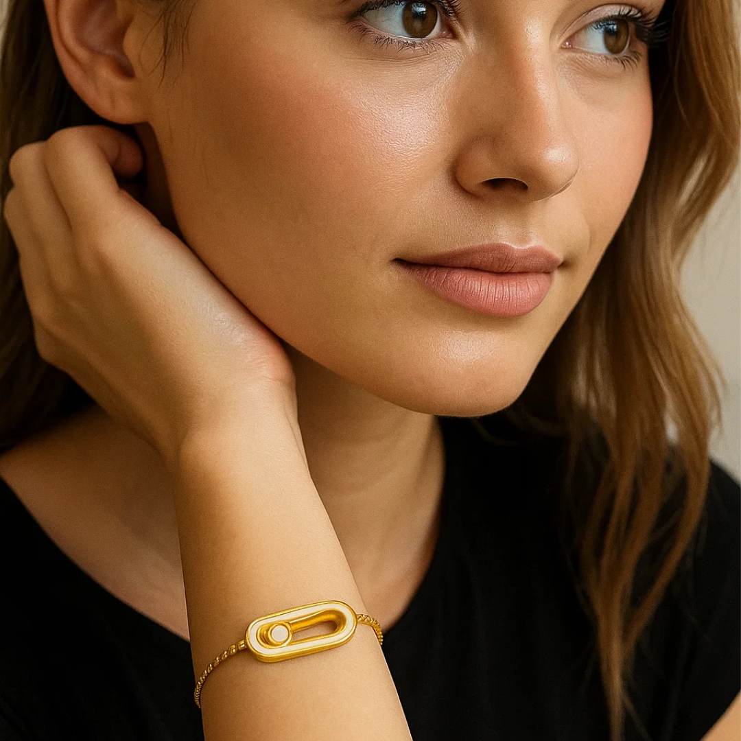 Rachel | 18K Gold Plated Uno Geometric Sliding Ball Waterproof Bracelet