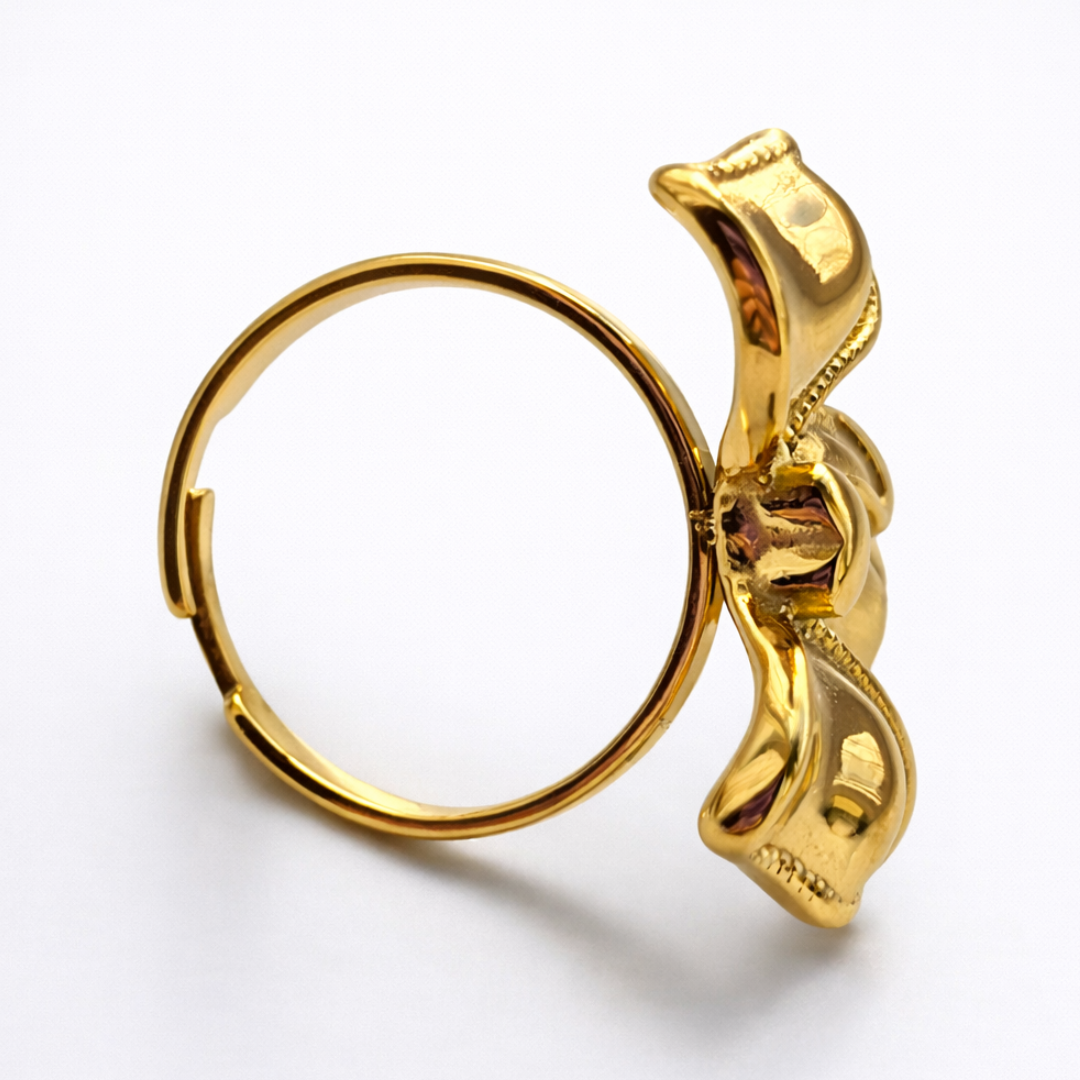 Estelle | Gold-Plated Ribbon Bow Resizable Ring