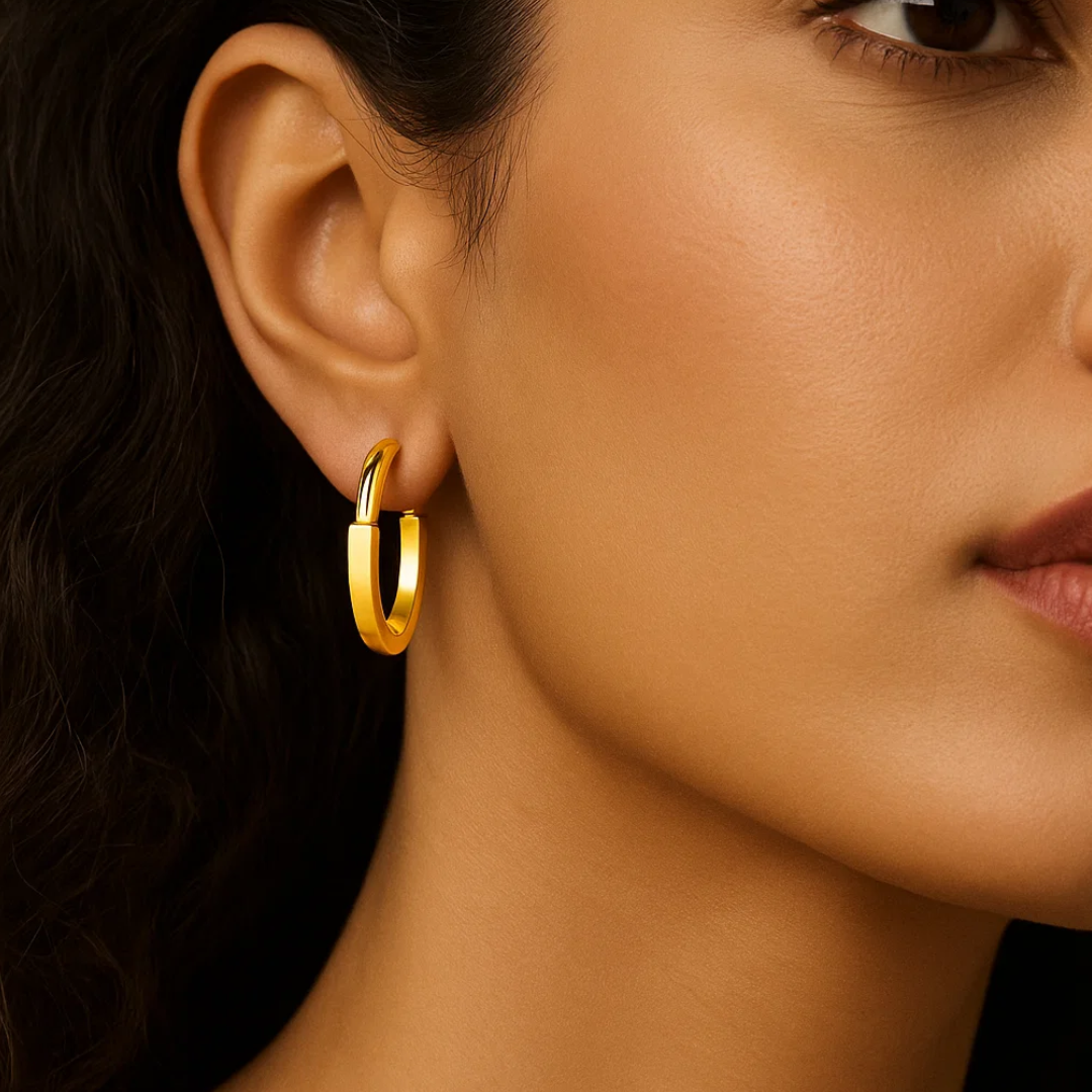 Hala | Gold Plated Lock Hoop Earrings