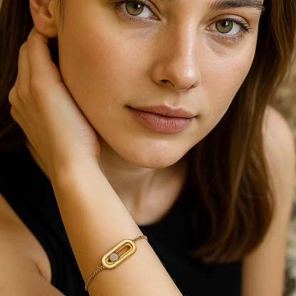 Rachel | 18K Gold Plated Uno Geometric Sliding Ball Waterproof Bracelet