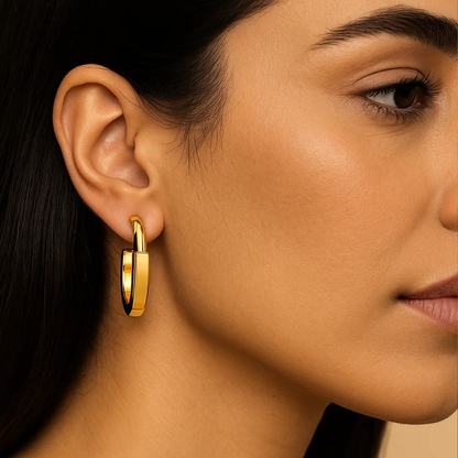 Hala | Gold Plated Lock Hoop Earrings