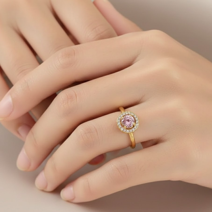 Meritt | Gold Plated Solitaire Faceted Zircon Ring