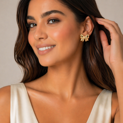 Aurora | Gold Plated Bow Stud Earrings