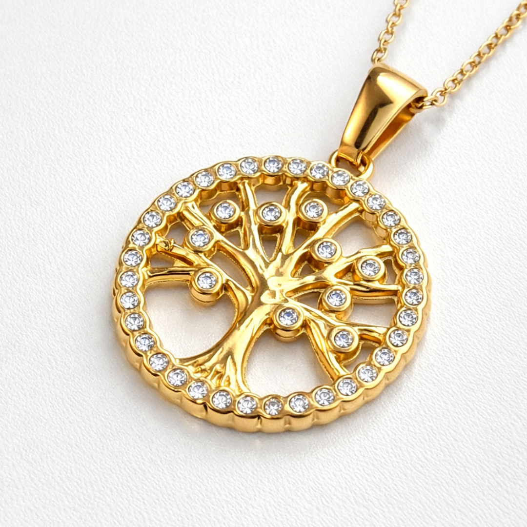 Cambria | Gold Plated Tree of Life Necklace with Zircons