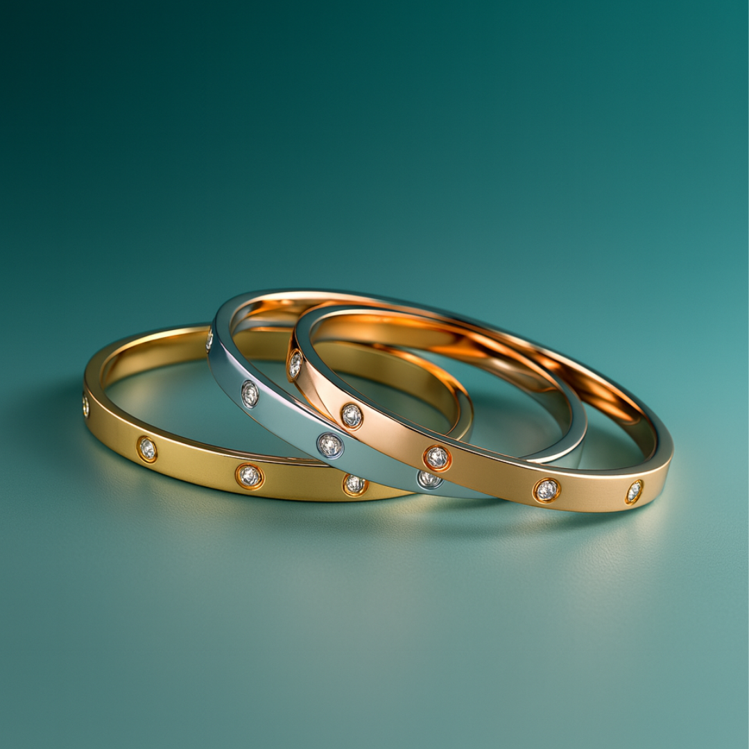 Yuliya | Gold Plated Cuff Bracelet Bangle with Circular Zircons