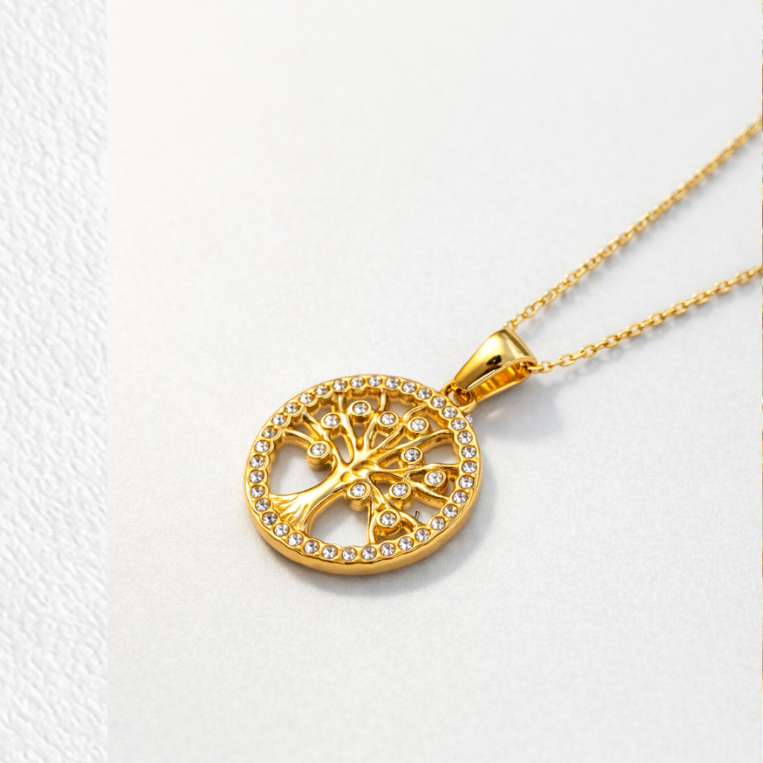 Cambria | Gold Plated Tree of Life Necklace with Zircons