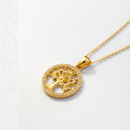 Cambria | Gold Plated Tree of Life Necklace with Zircons