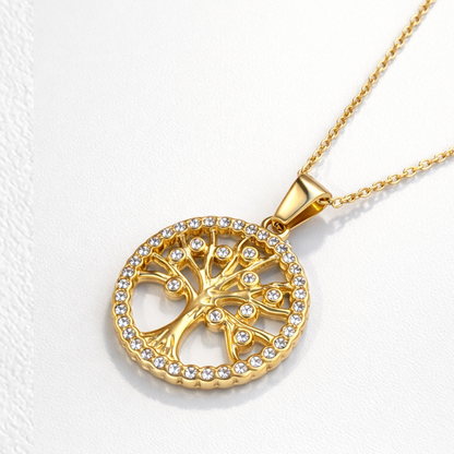 Cambria | Gold Plated Tree of Life Necklace with Zircons