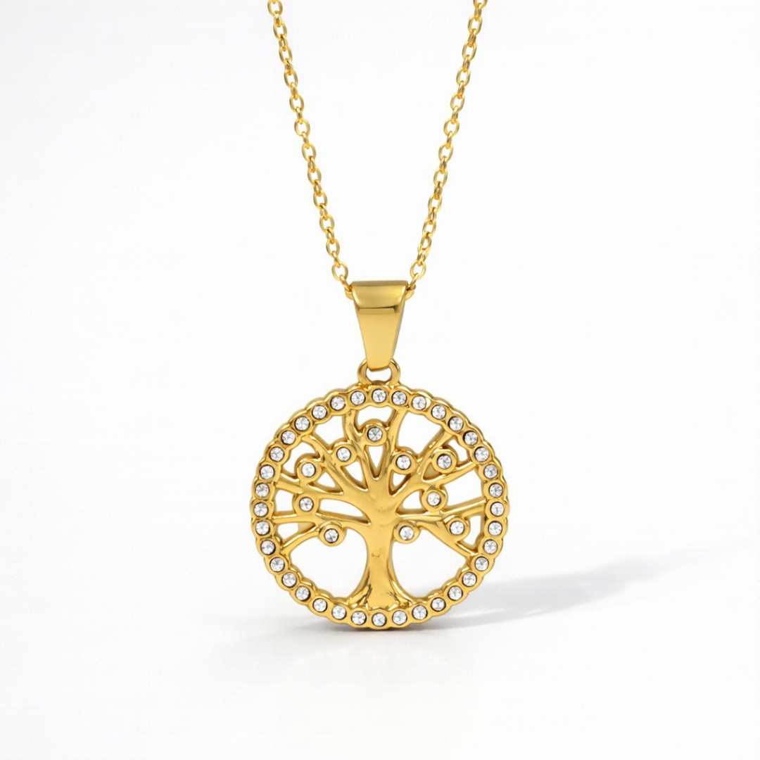Cambria | Gold Plated Tree of Life Necklace with Zircons