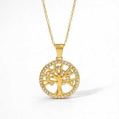 Cambria | Gold Plated Tree of Life Necklace with Zircons
