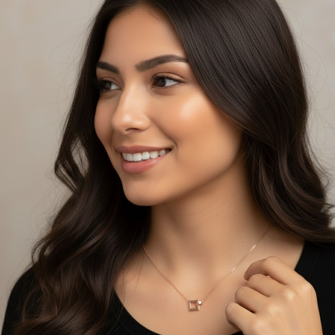 Zefira | Gold Plated Double Interlocking Circle & Square