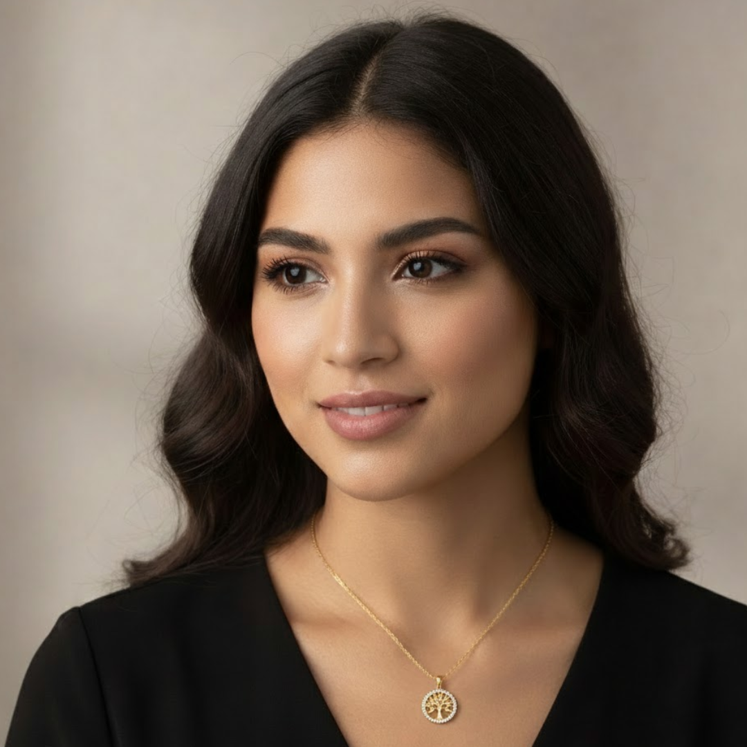 Cambria | Gold Plated Tree of Life Necklace with Zircons