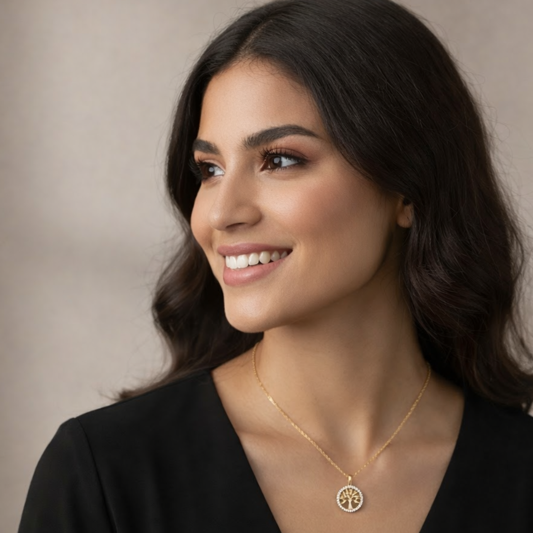 Cambria | Gold Plated Tree of Life Necklace with Zircons