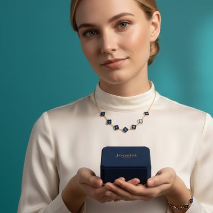 Navy Clover Bracelet - Personalised Blue Clover Name Bracelet