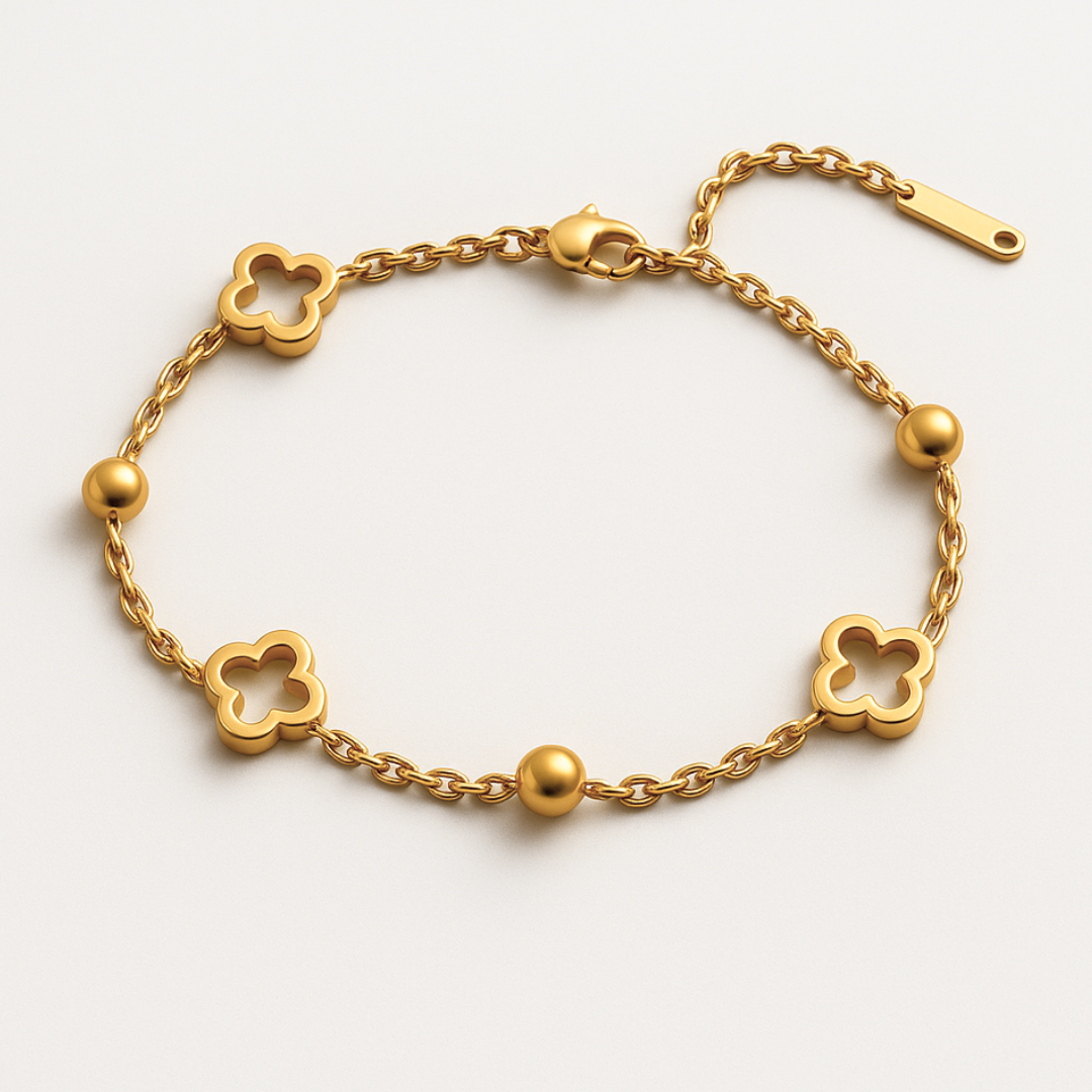 Soraya | Gold Plated Multi Clover Chain Bracelet